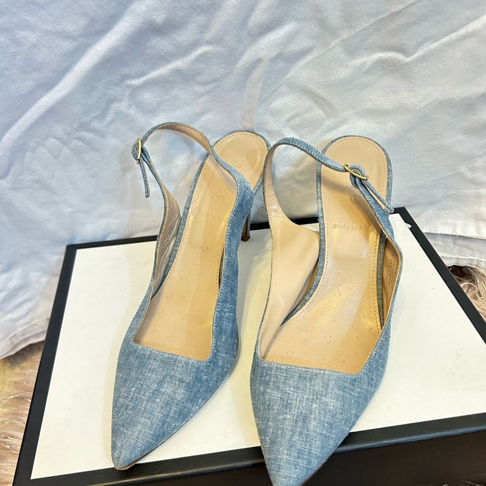 🩵💙J. Crew Women's Denim Blue Slingback Heels